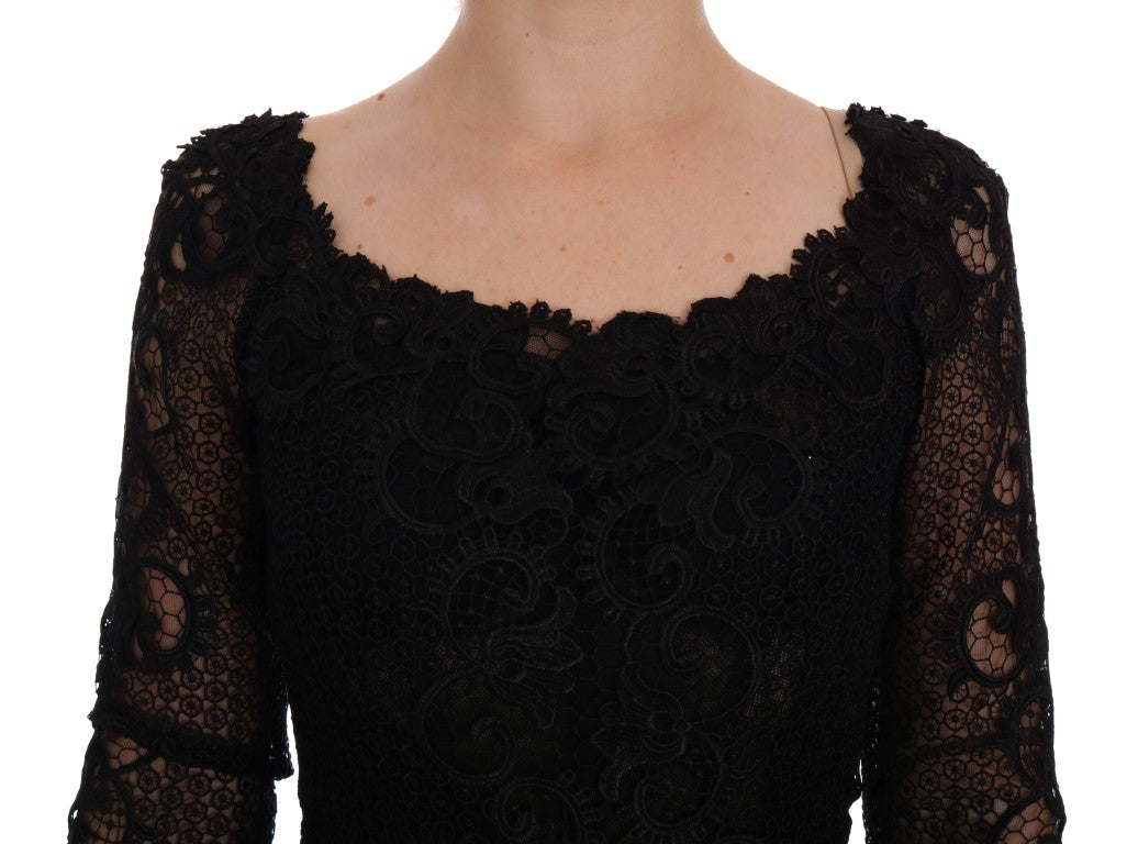 Dolce & Gabbana Black Floral Sheath Women's Dress