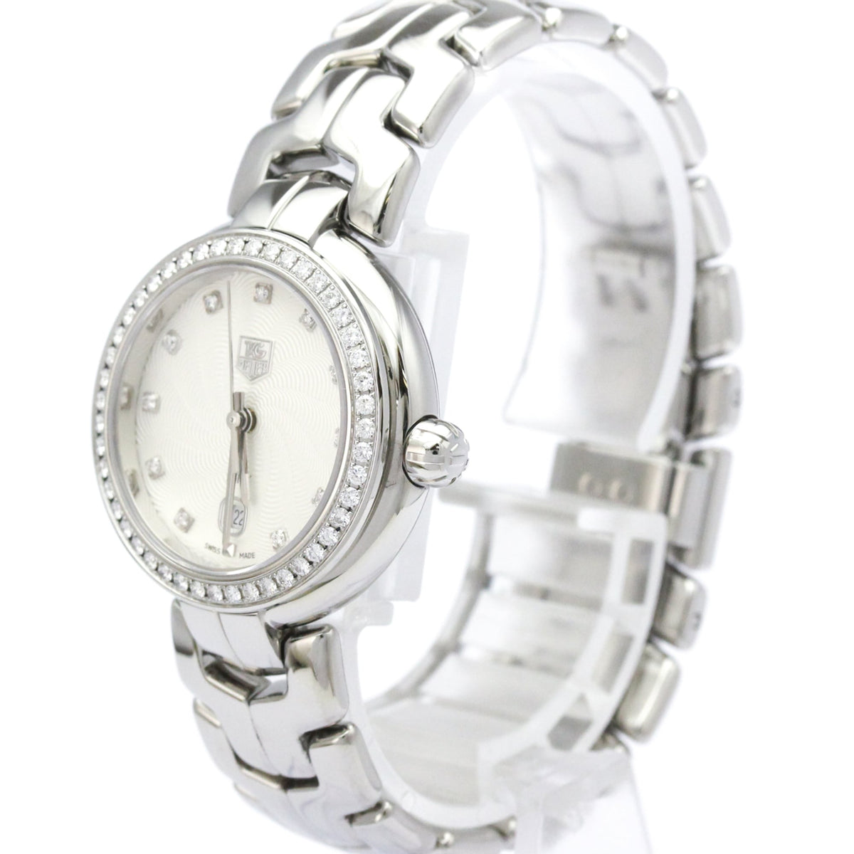 Tag Heuer Link Quartz Stainless Steel With Diamond Bezel And Markers Watch (Pre-Owned)