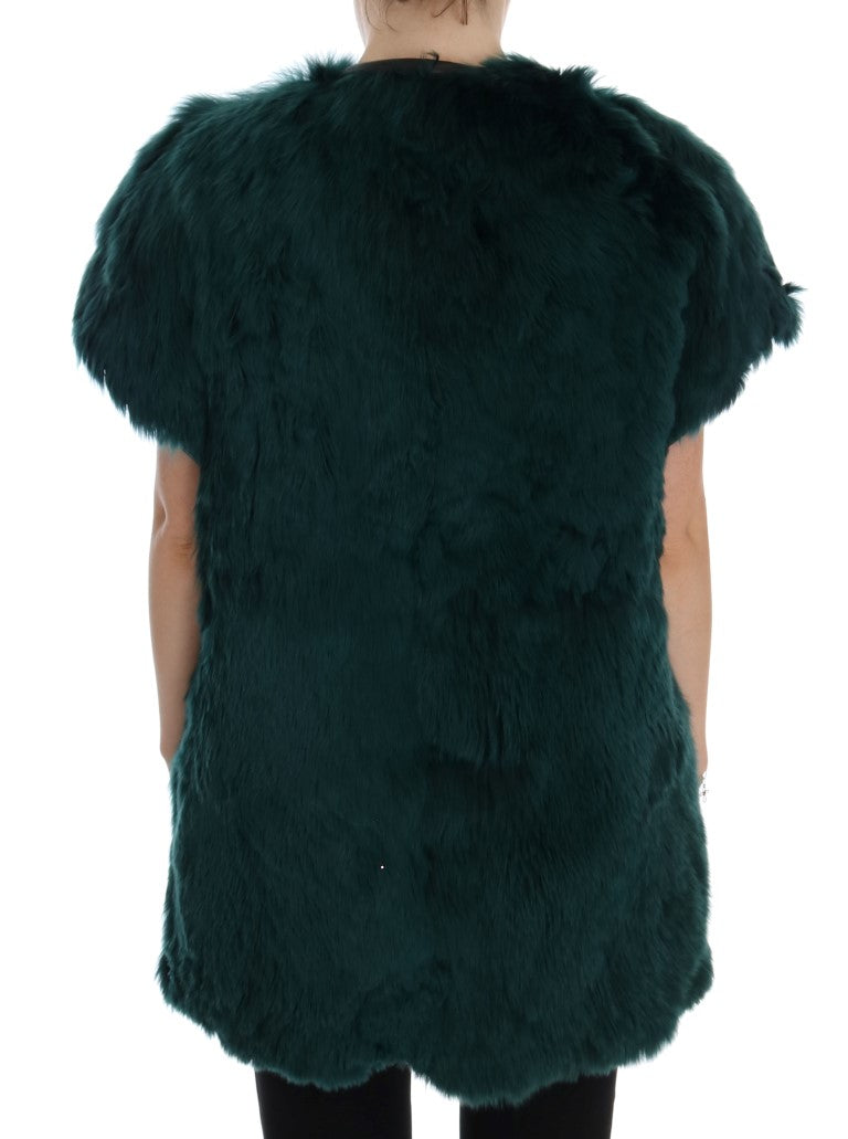 Dolce & Gabbana Exquisite Green Alpaca Fur Long Women's Vest