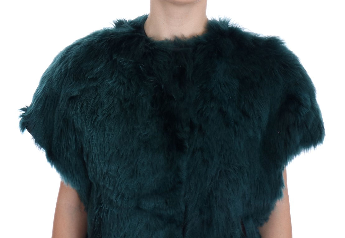 Dolce & Gabbana Green Alpaca Fur Vest Sleeveless Women's Jacket