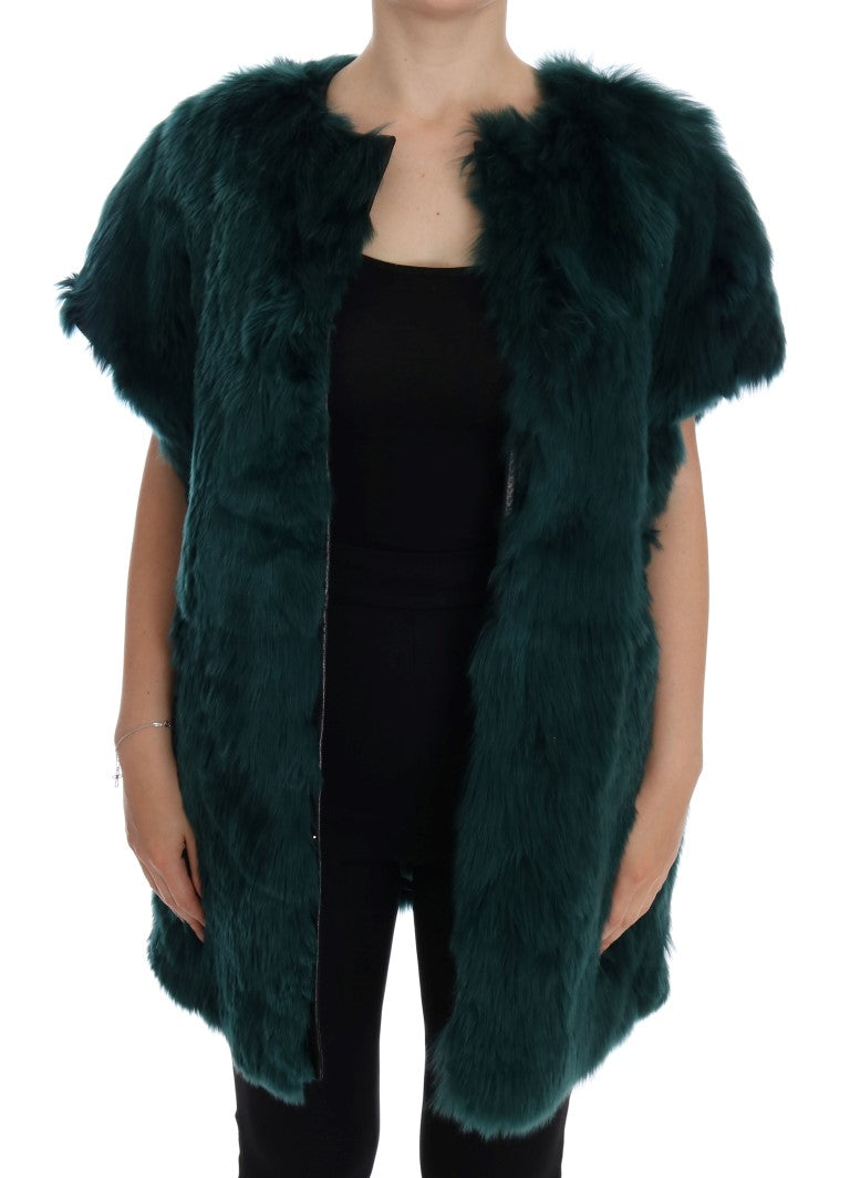 Dolce & Gabbana Green Alpaca Fur Vest Sleeveless Women's Jacket