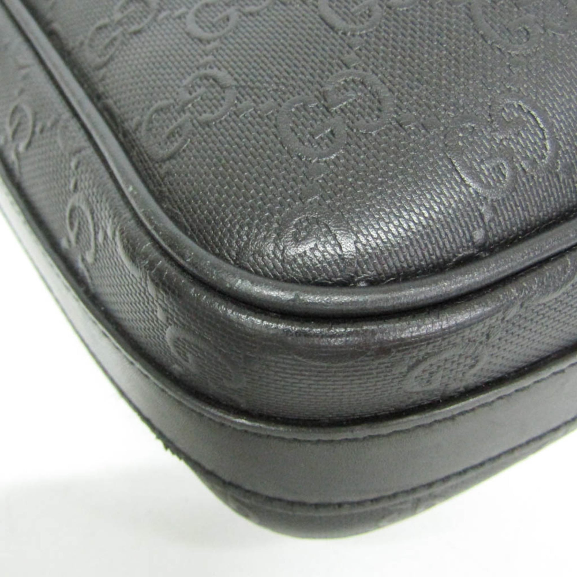 Gucci Convertible Briefcase Guccissima Leather Black Leather Briefcase Bag (Pre-Owned)