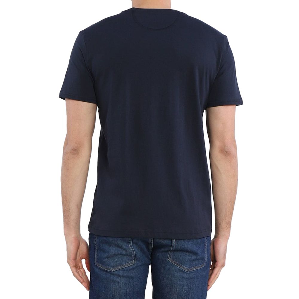 La Martina Crew Neck Graphic Jersey Tee - Refined Blue Men's Cotton