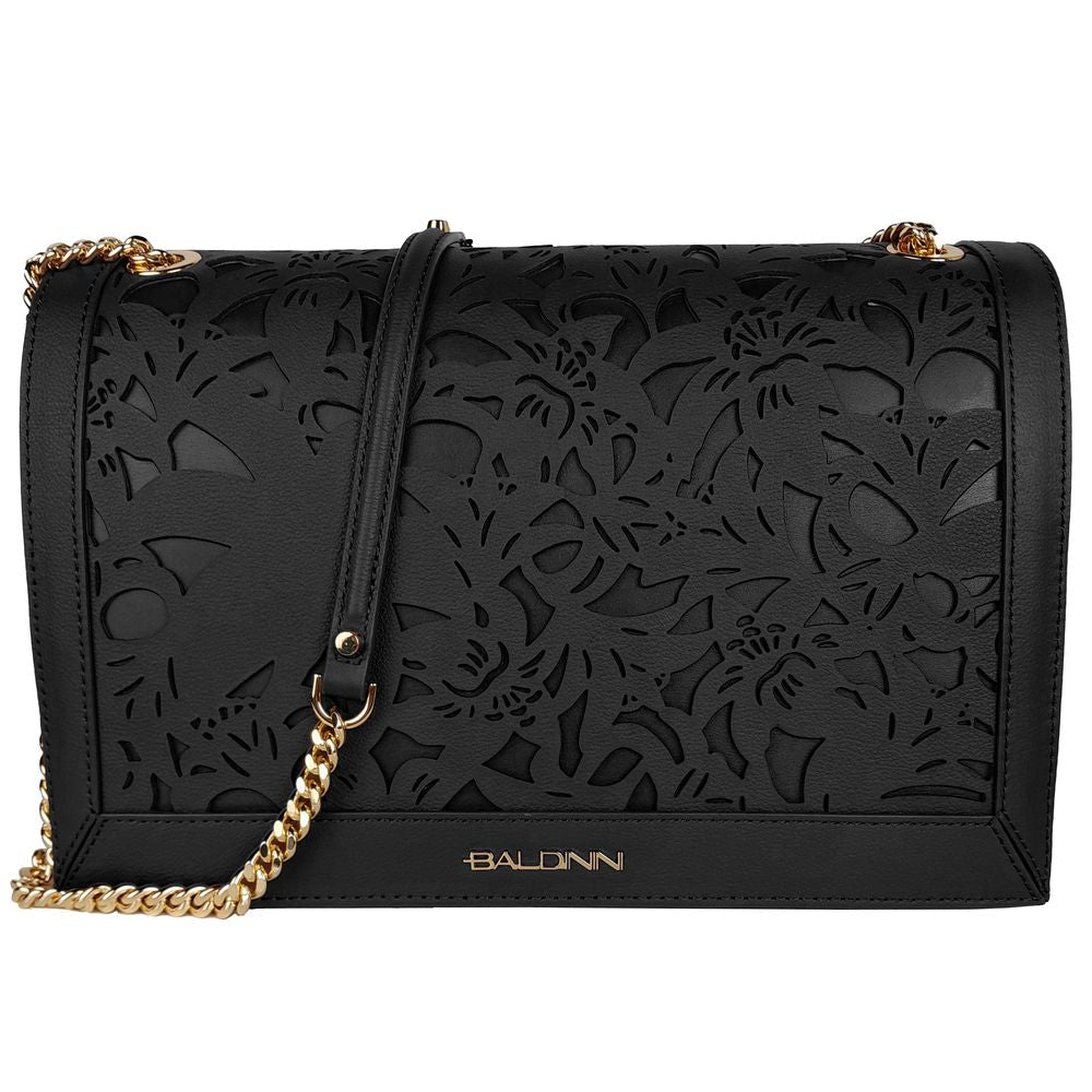 Baldinini Trend Black Calfskin Women Crossbody Women's Bag
