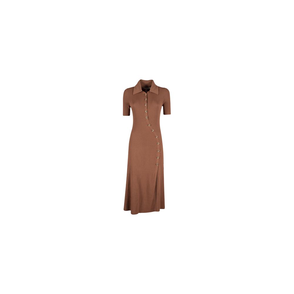Yes Zee Elegant Rib Knit Long Dress with Classic Women's Collar