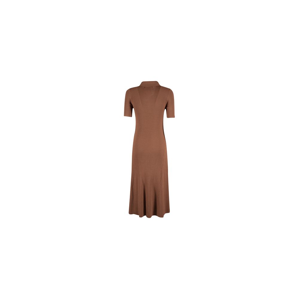 Yes Zee Elegant Rib Knit Long Dress with Classic Women's Collar
