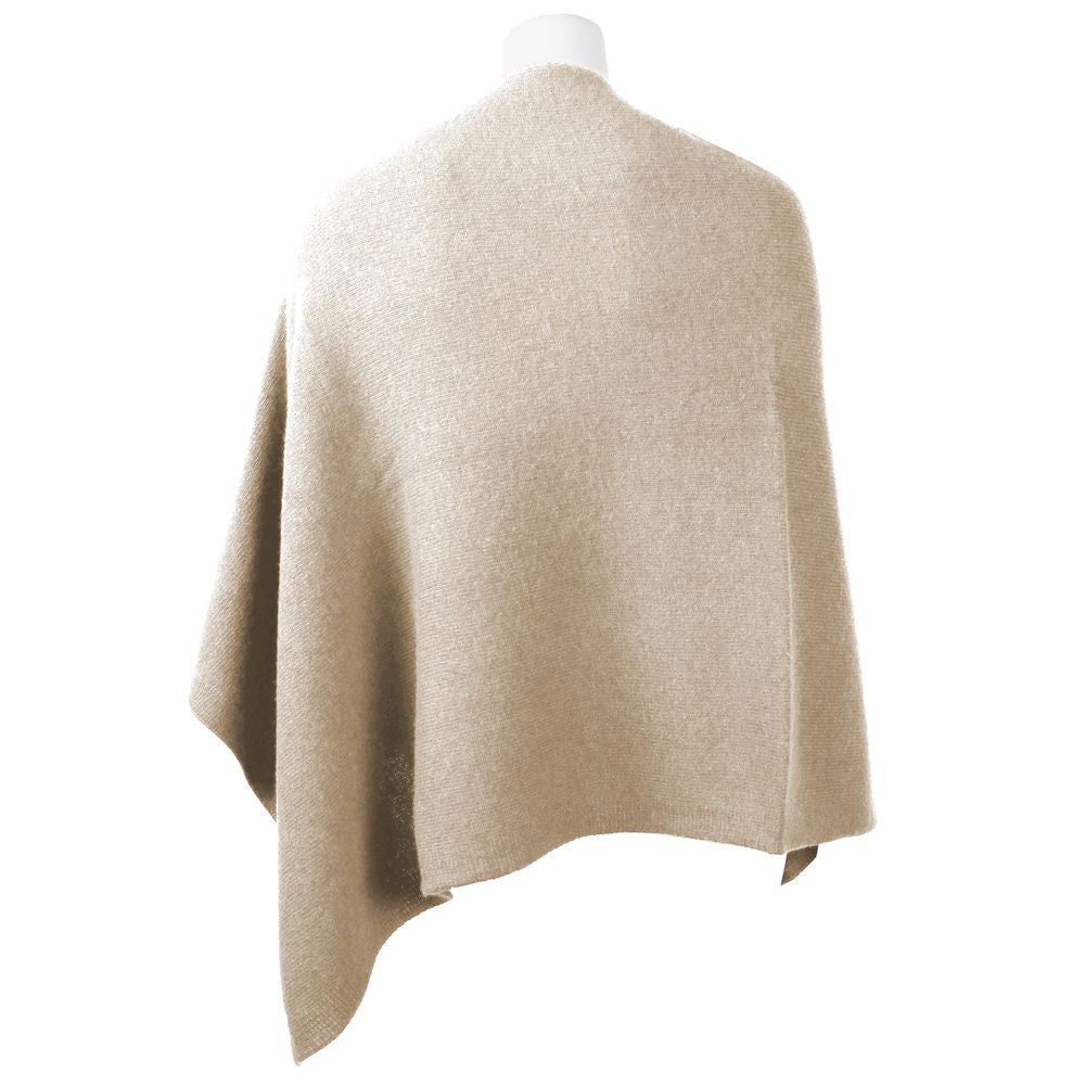 Emilio Romanelli Chic V-Neck Cashmere Poncho in Women's Beige