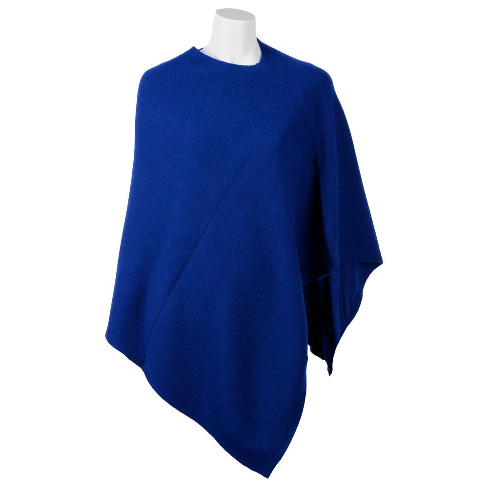 Emilio Romanelli Elegant Cashmere V-Neck Poncho in Women's Blue