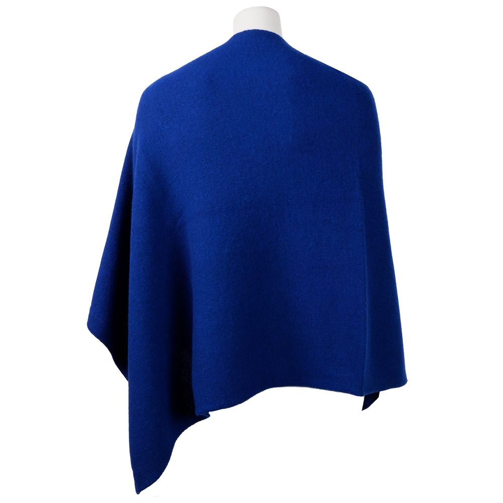 Emilio Romanelli Elegant Cashmere V-Neck Poncho in Women's Blue