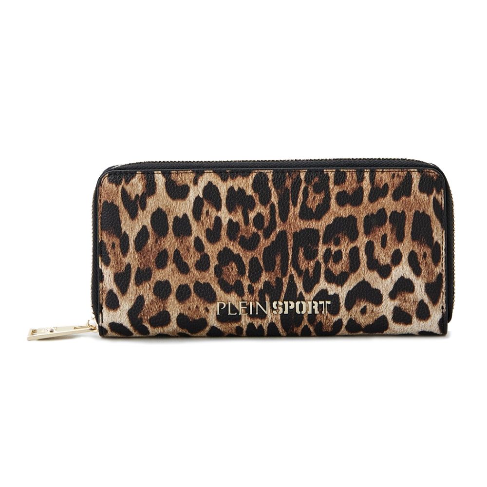 Plein Sport Sleek Designer Zipper Wallet with Gold Women's Accents