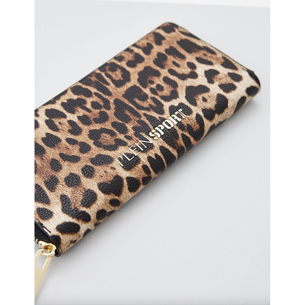 Plein Sport Sleek Designer Zipper Wallet with Gold Women's Accents