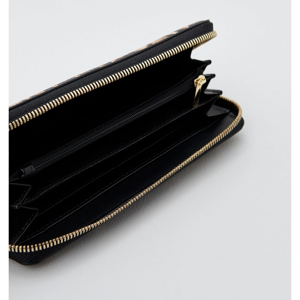 Plein Sport Sleek Designer Zipper Wallet with Gold Women's Accents