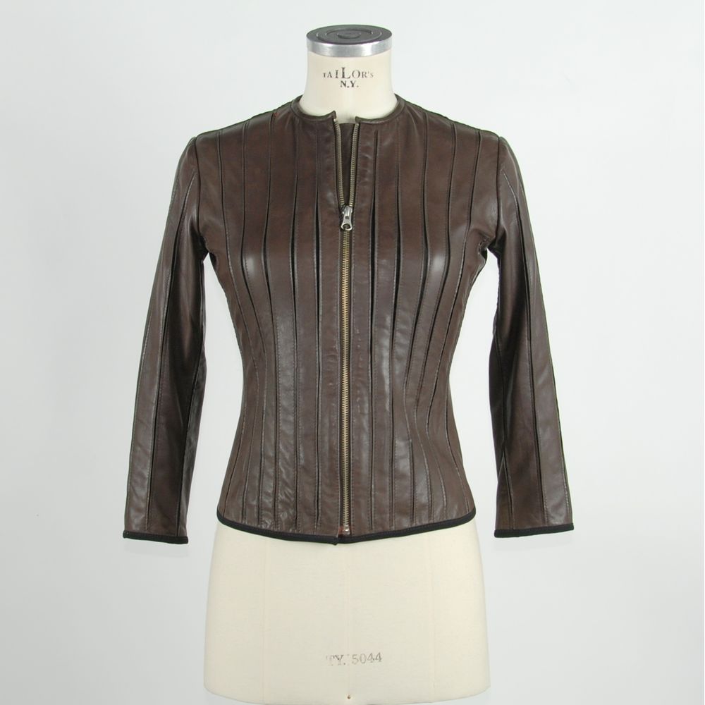 Emilio Romanelli Brown Leather Women Women's Jacket