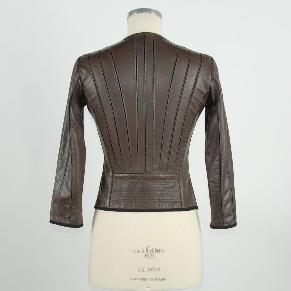 Emilio Romanelli Brown Leather Women Women's Jacket