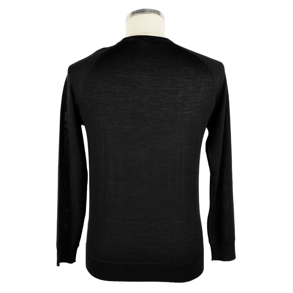 Emilio Romanelli Black Merino Wool Men's Sweater