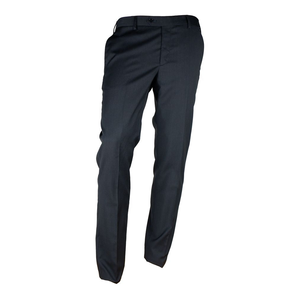 Made in Italy Black Wool Two-Piece Men's Suit