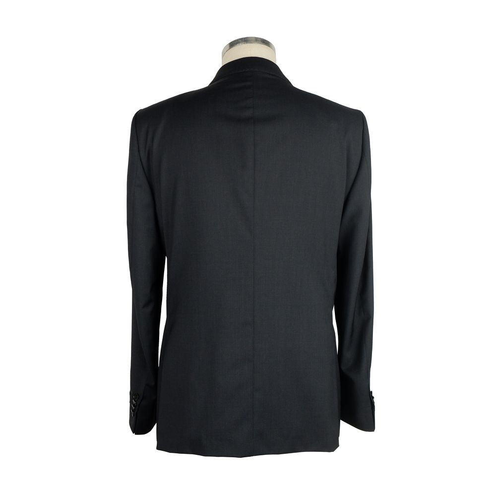 Made in Italy Black Wool Two-Piece Men's Suit