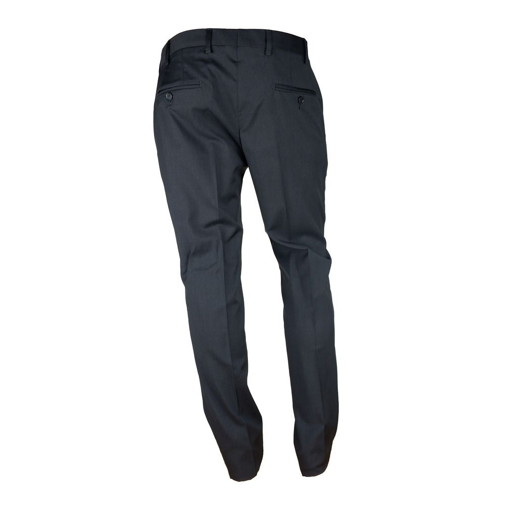 Made in Italy Black Wool Two-Piece Men's Suit