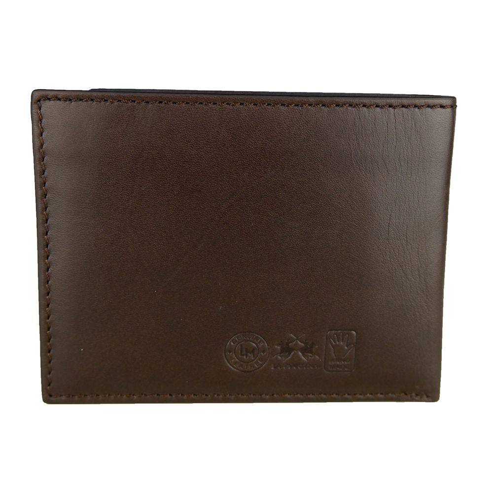 La Martina Brown Leather Men Men's Wallet