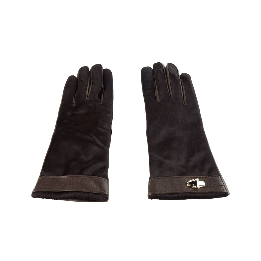 Cavalli Class Brown Cowhide Women Women's Glove