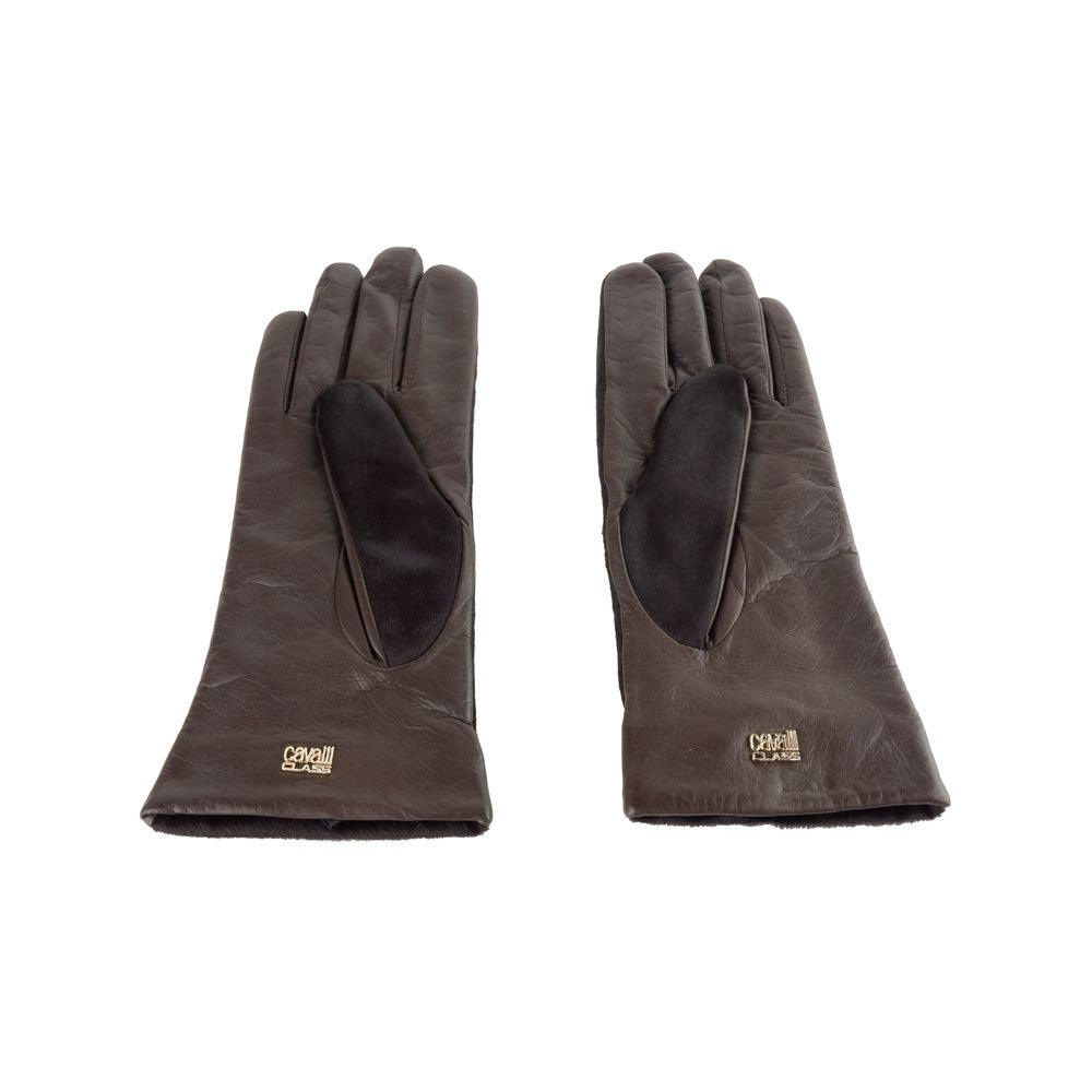 Cavalli Class Brown Cowhide Women Women's Glove