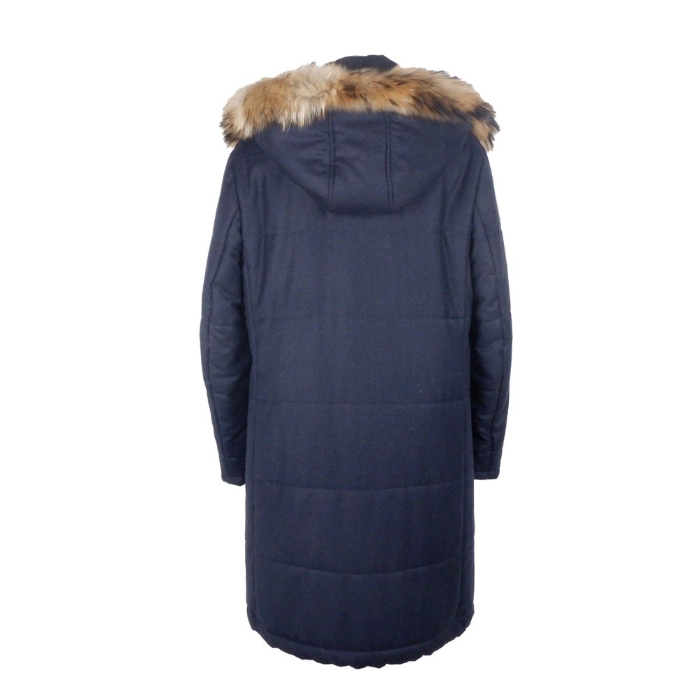 Made in Italy Blue Wool Men's Men's Raincoat