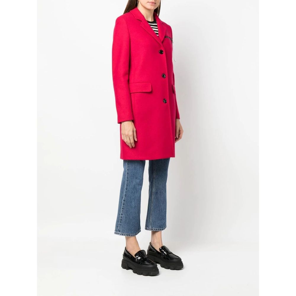 Love Moschino Chic Pink Woolen Coat with Logo Women's Details