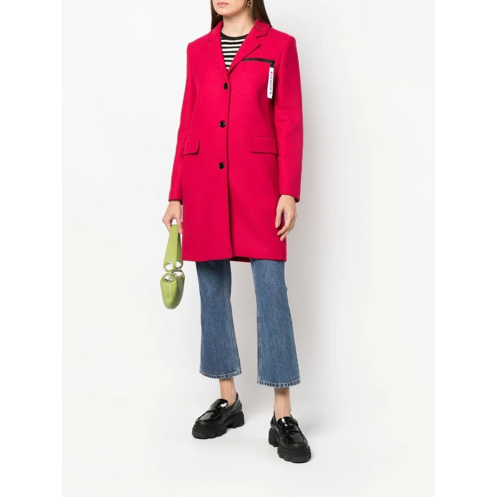 Love Moschino Chic Pink Woolen Coat with Logo Women's Details