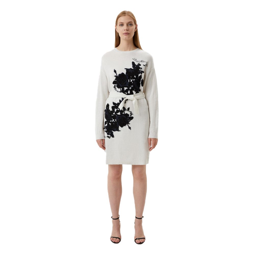 Love Moschino Elegant Embroidered Wool Blend Long Women's Dress