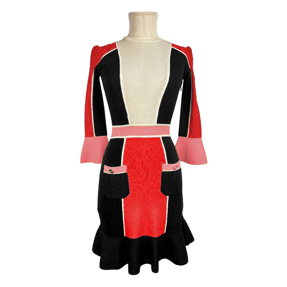 Elisabetta Franchi Elegant Geometric Turtleneck Women's Dress