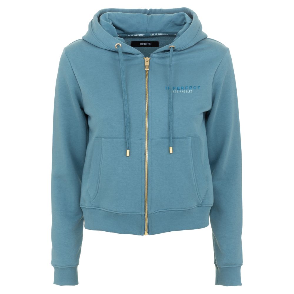 Imperfect Chic Light Blue Hooded Zip Women's Sweatshirt