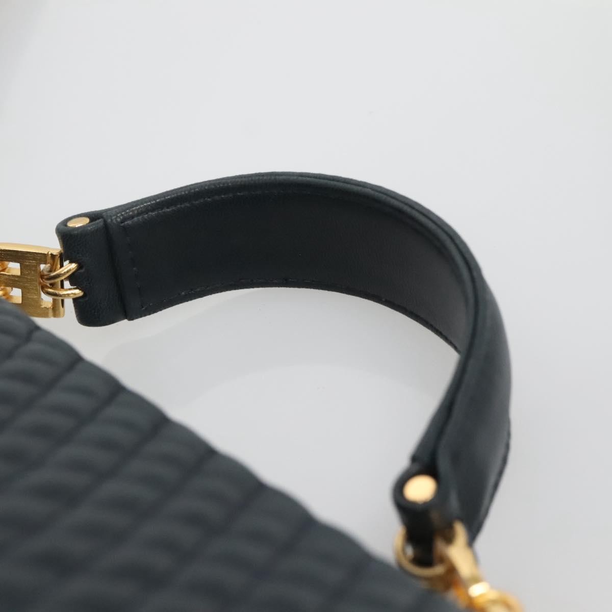 Bally Vintage Quilted Leather Navy Leather Handbag (Pre-Owned)