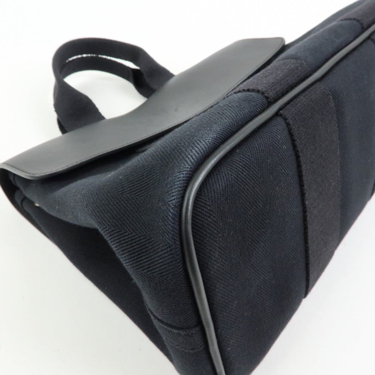 Hermes Valparaiso Toile And Leather Black Canvas Handbag (Pre-Owned)
