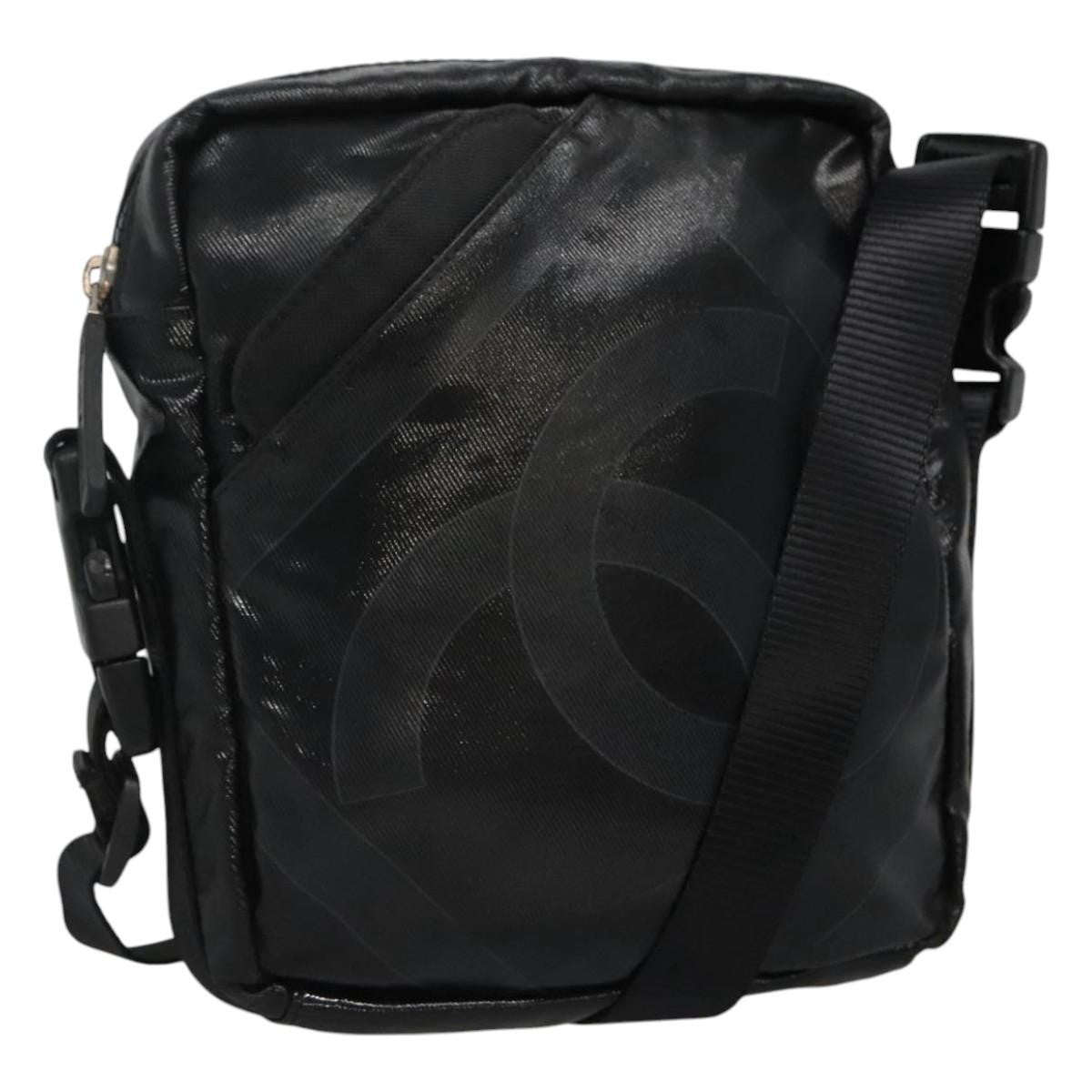 Chanel Sport Line Messenger Coated Canvas Black Canvas Shoulder Bag Bag (Pre-Owned)