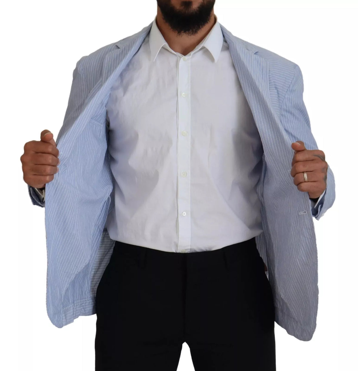 Dsquared² Blue Striped Single Breasted Formal Coat Men's Blazer (Pre-Owned)