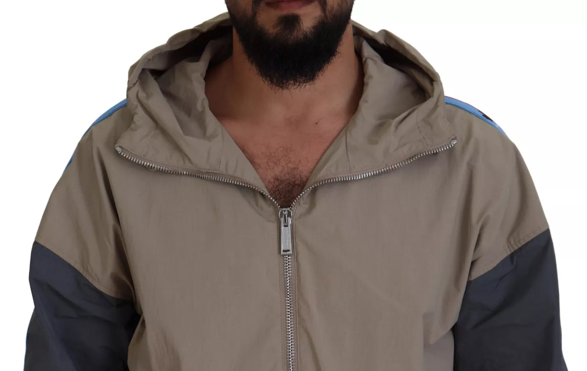 Dsquared² Brown Gray Sleeves Hooded Full Zip Men's Jacket (Pre-Owned)