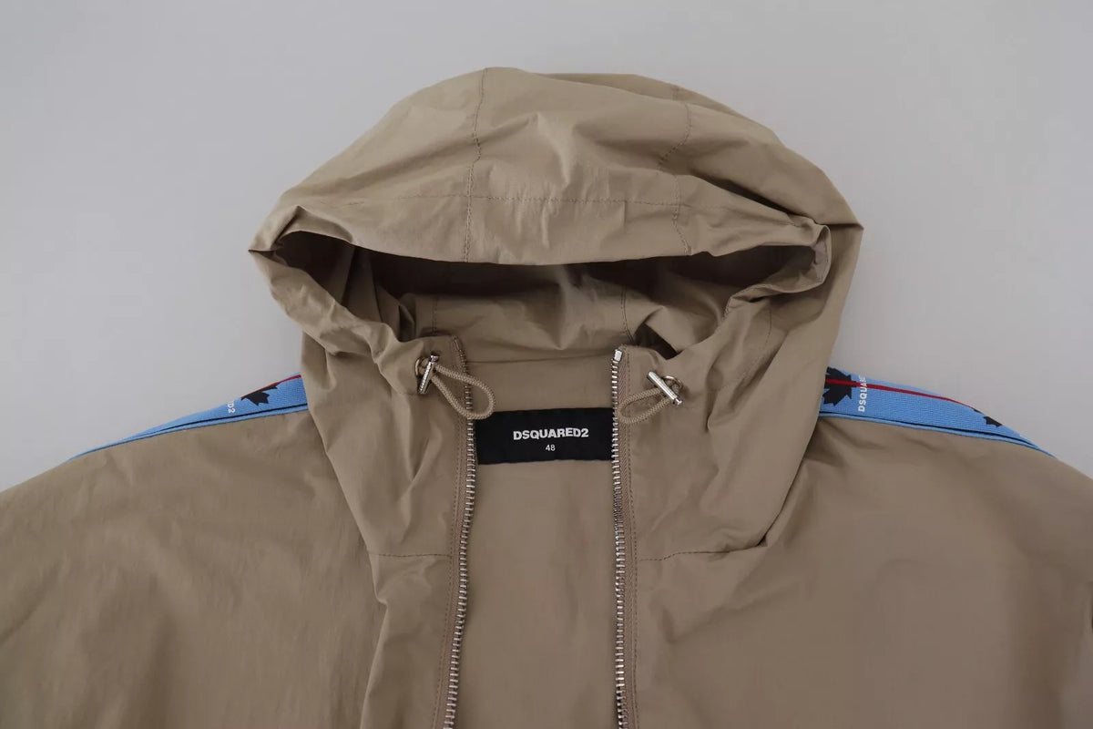 Dsquared² Brown Gray Sleeves Hooded Full Zip Men's Jacket (Pre-Owned)