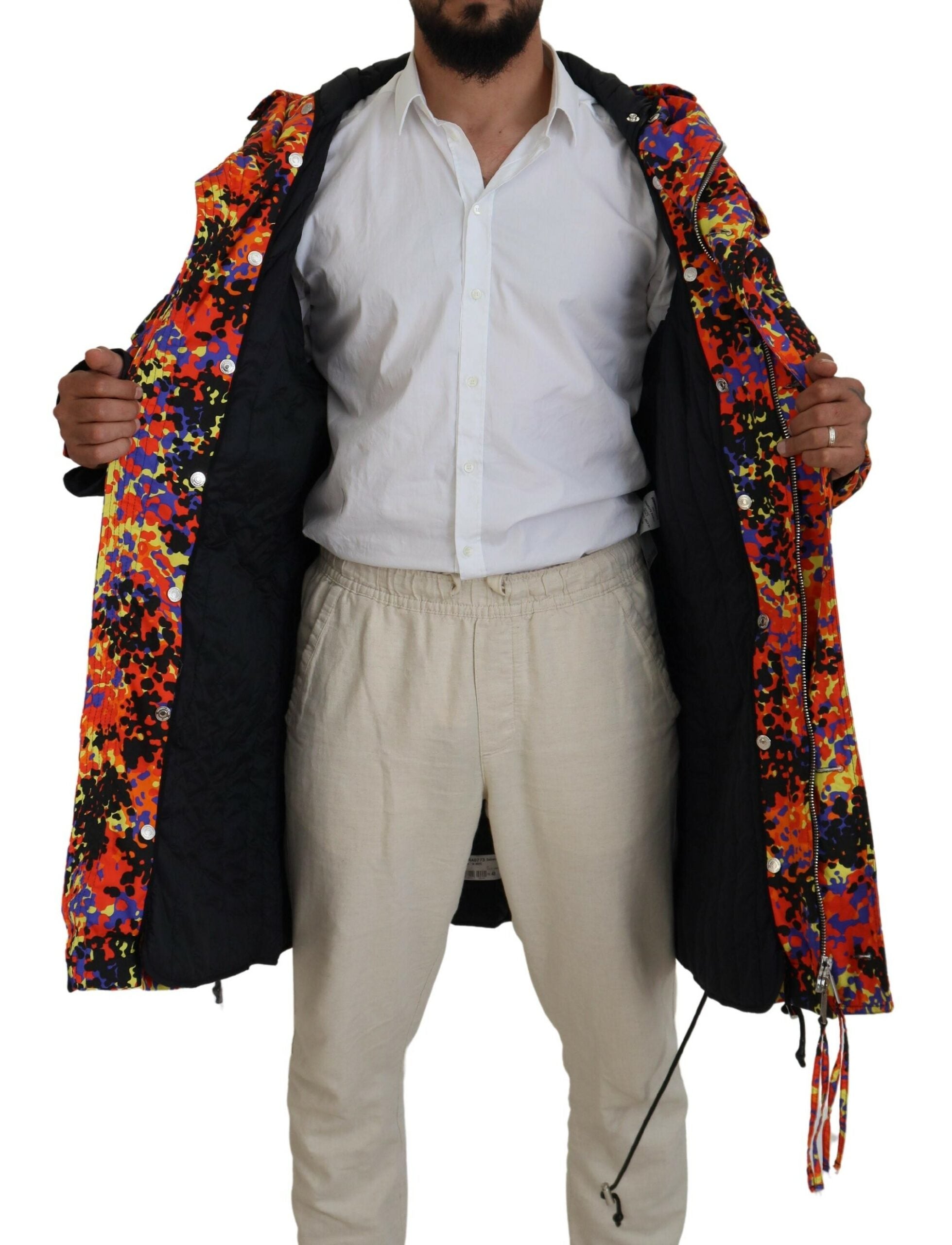 Dsquared² Multicolor Long Hooded Cargo Pocket Coat Men's Jacket (Pre-Owned)