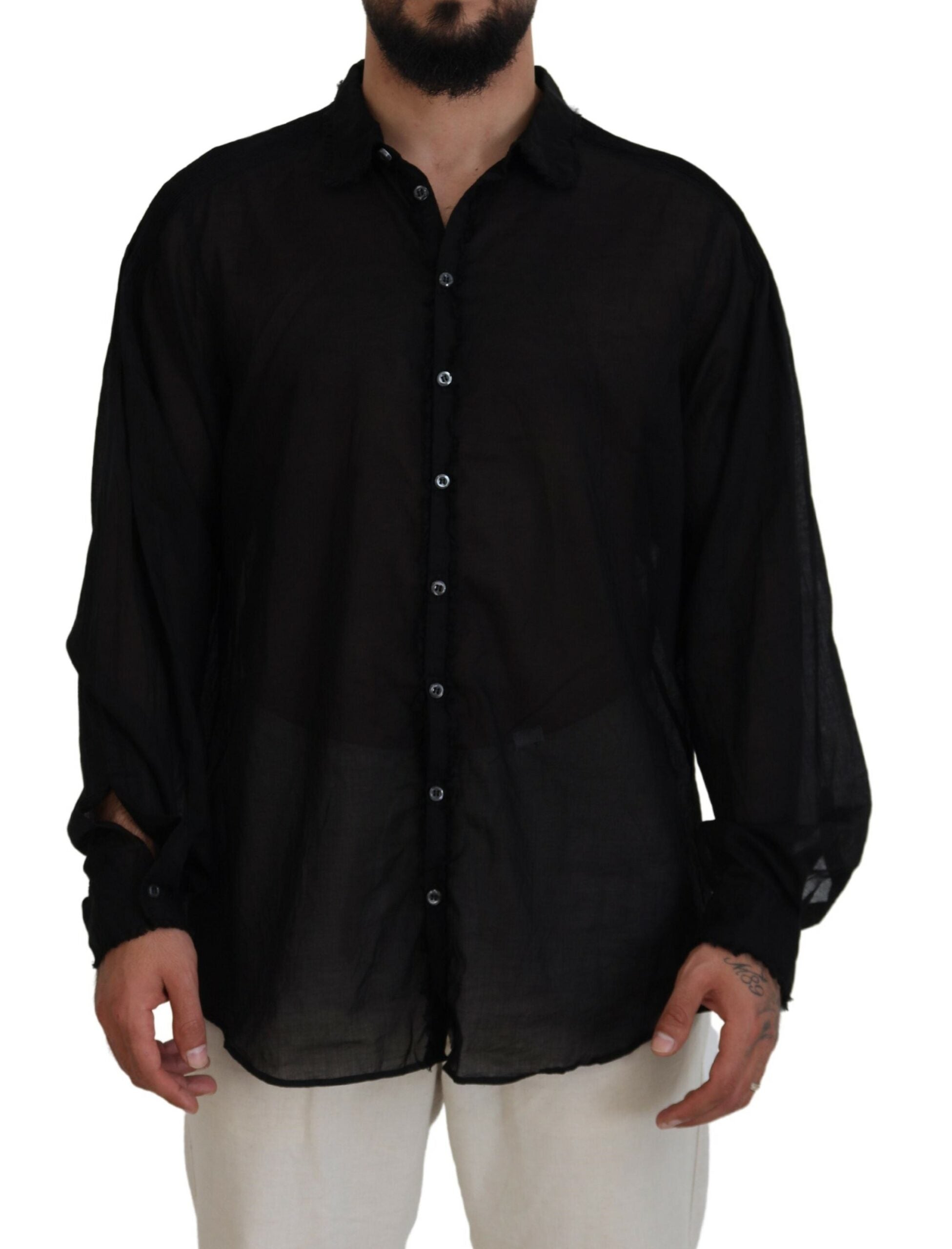 Dsquared² Black Cotton Collared Long Sleeves Formal Men's Shirt (Pre-Owned)