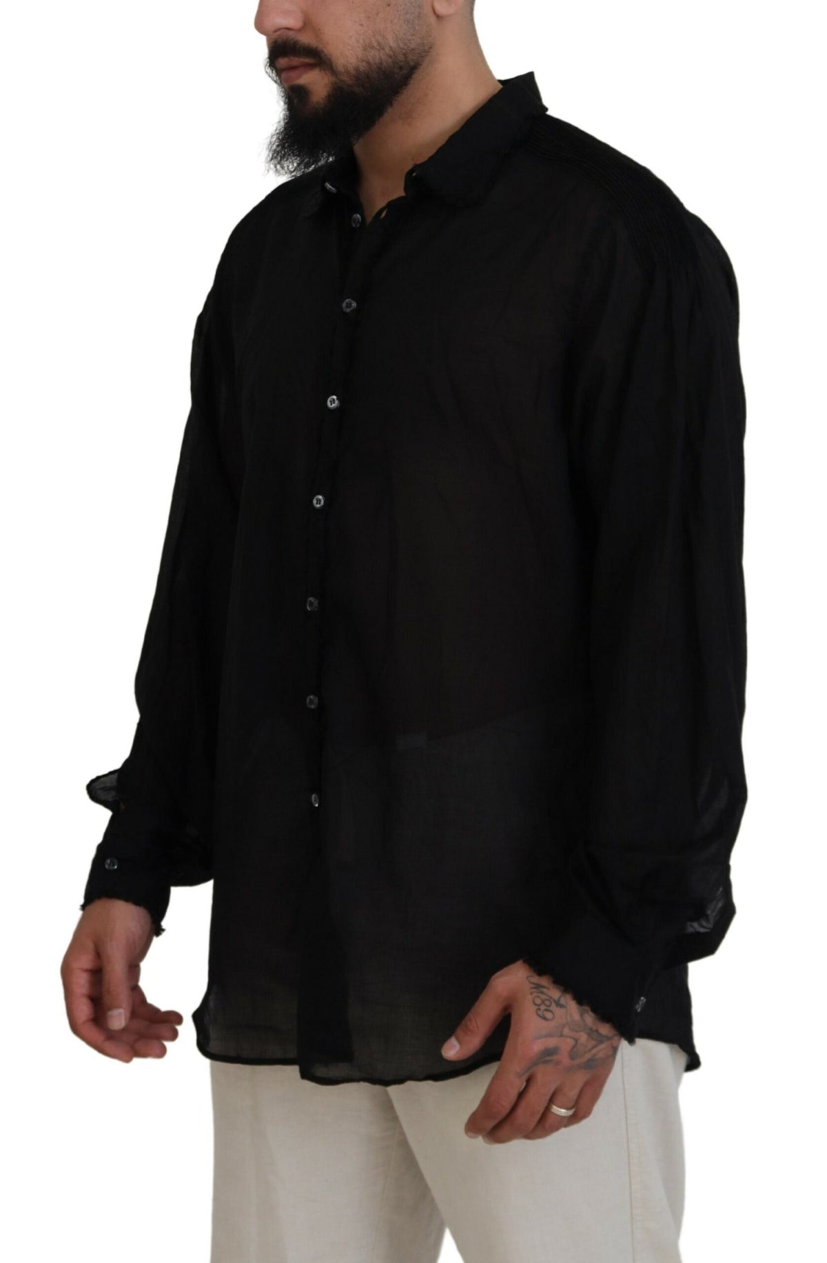 Dsquared² Black Cotton Collared Long Sleeves Formal Men's Shirt (Pre-Owned)
