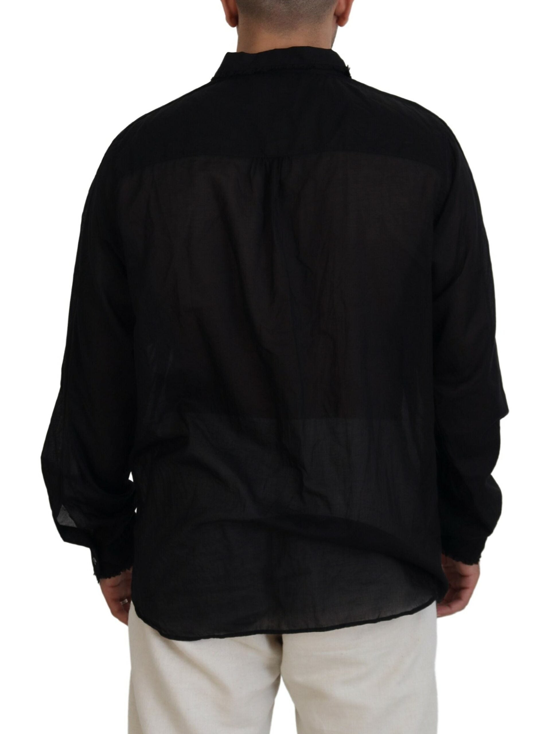 Dsquared² Black Cotton Collared Long Sleeves Formal Men's Shirt (Pre-Owned)