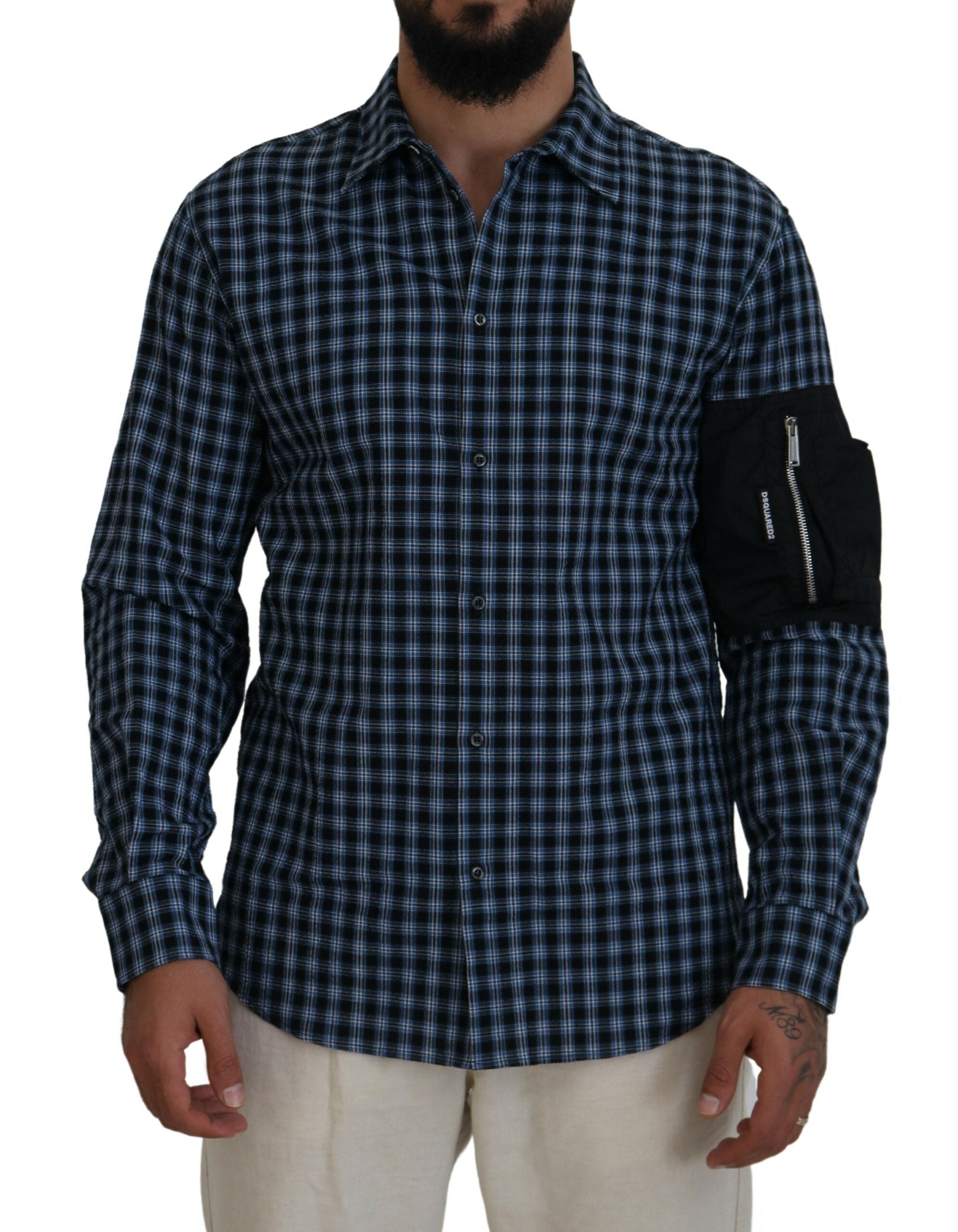 Dsquared² Multicolor Black Arm Plaid Men Long Sleeves Men's Shirt (Pre-Owned)