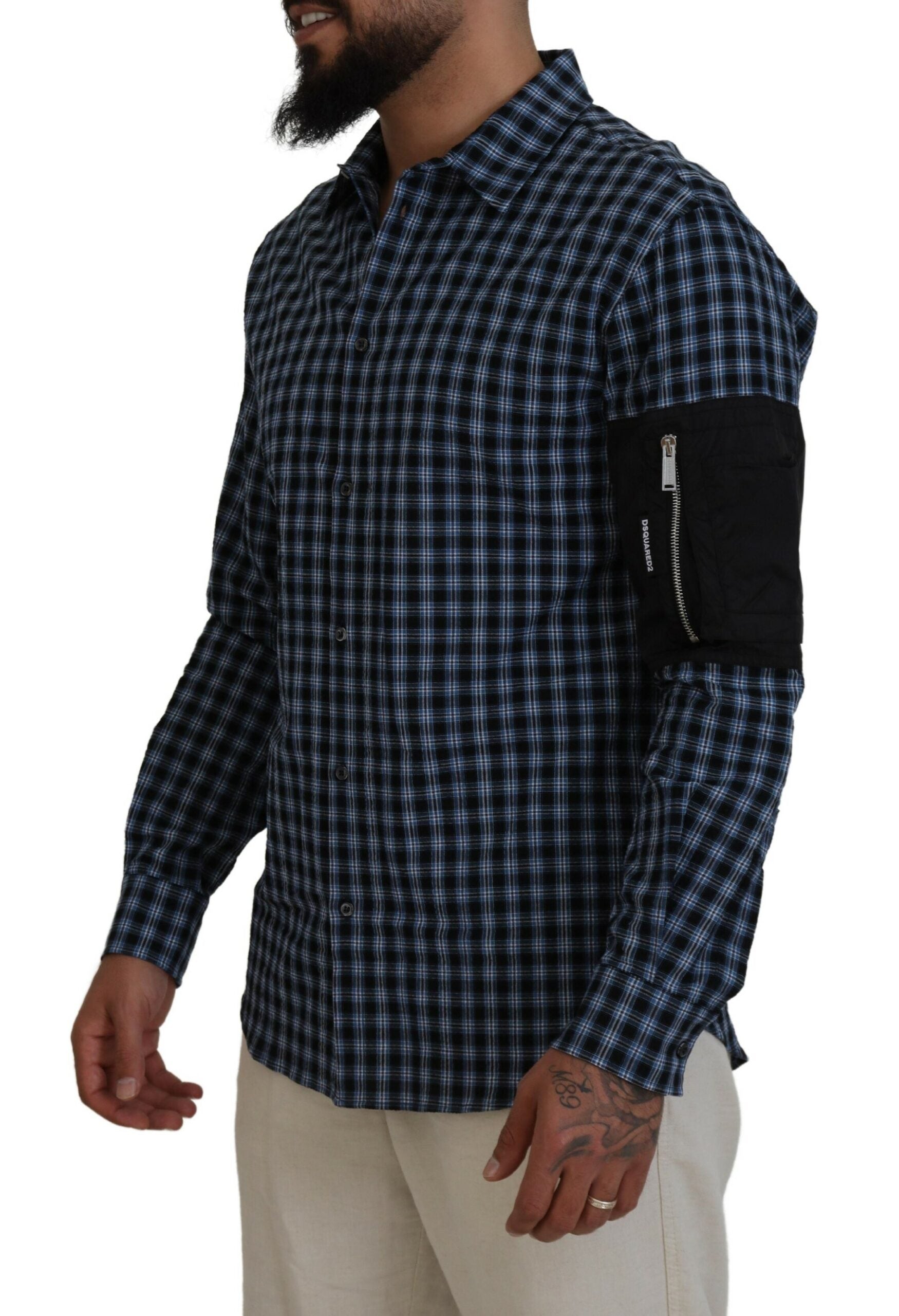 Dsquared² Multicolor Black Arm Plaid Men Long Sleeves Men's Shirt (Pre-Owned)