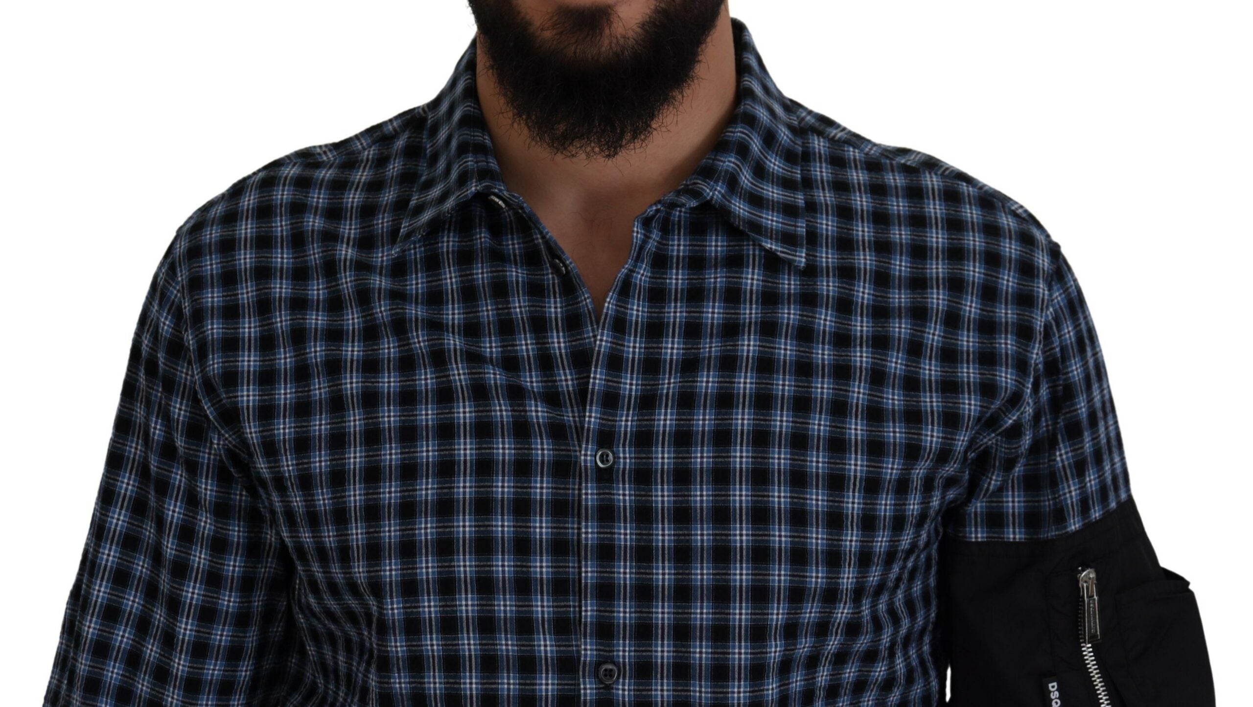 Dsquared² Multicolor Black Arm Plaid Men Long Sleeves Men's Shirt (Pre-Owned)