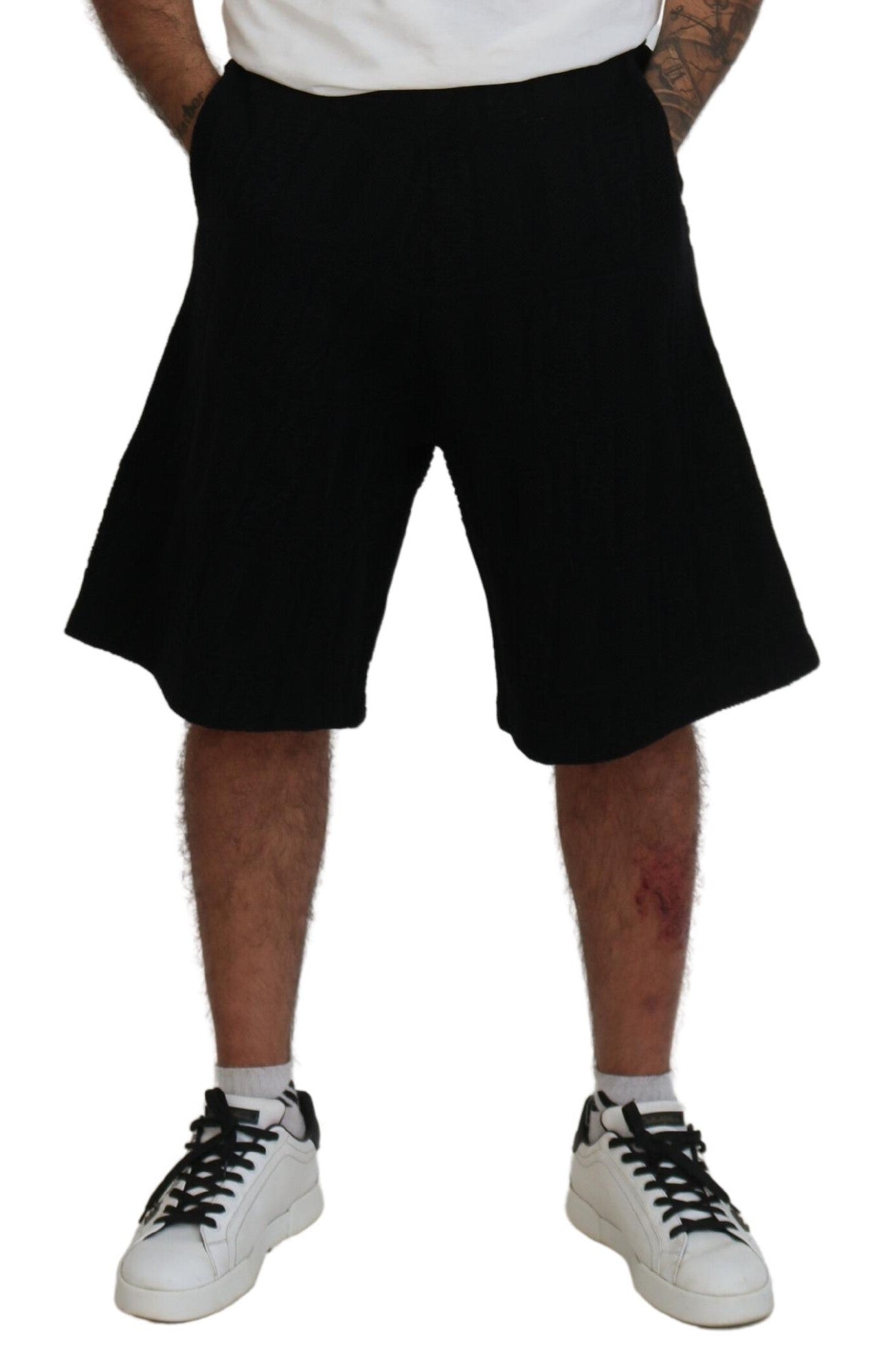 Dsquared² Black Solid Pull On Men Casual Bermuda Men's Shorts (Pre-Owned)