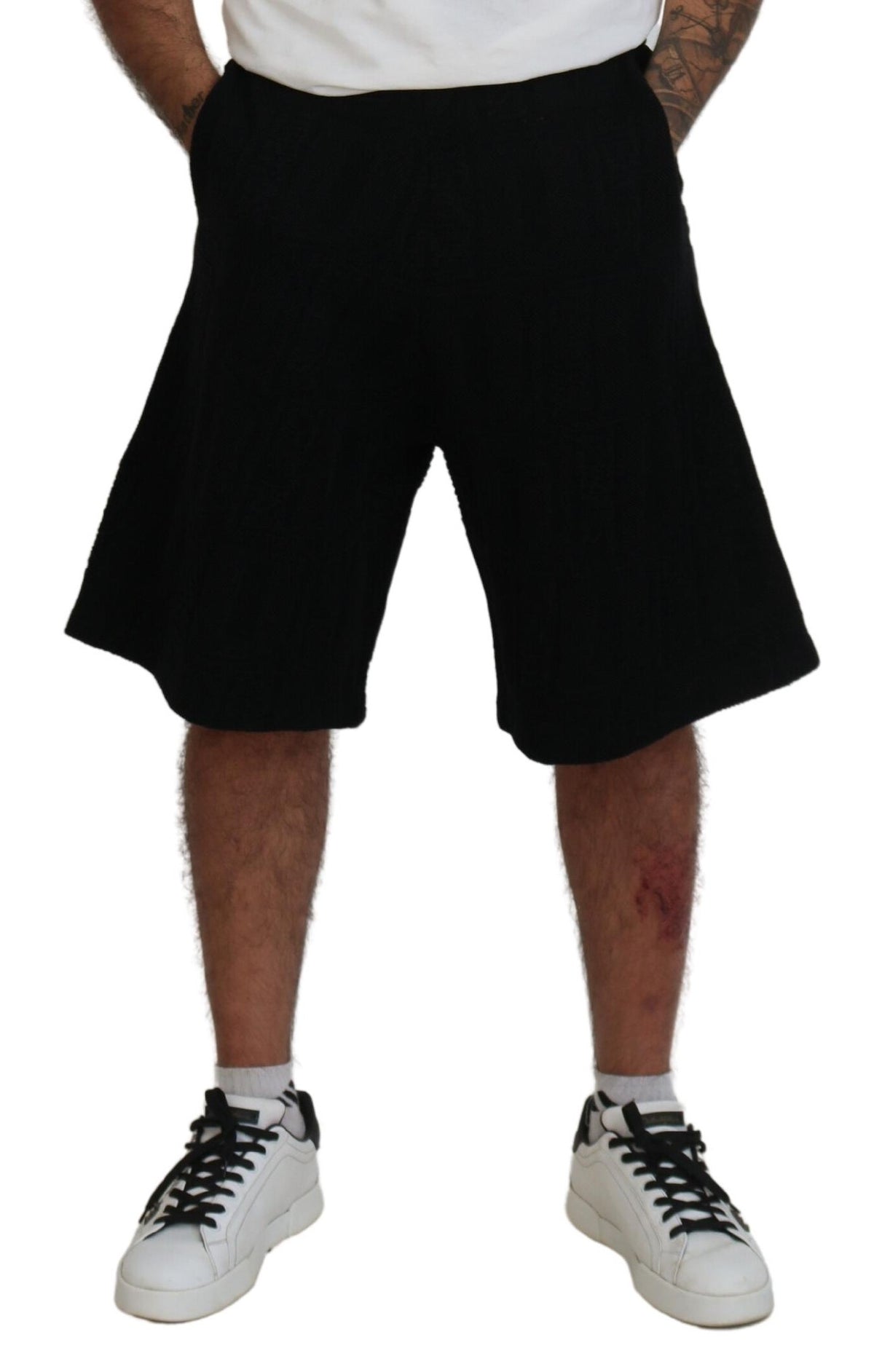 Dsquared² Black Solid Pull On Men Casual Bermuda Men's Shorts (Pre-Owned)
