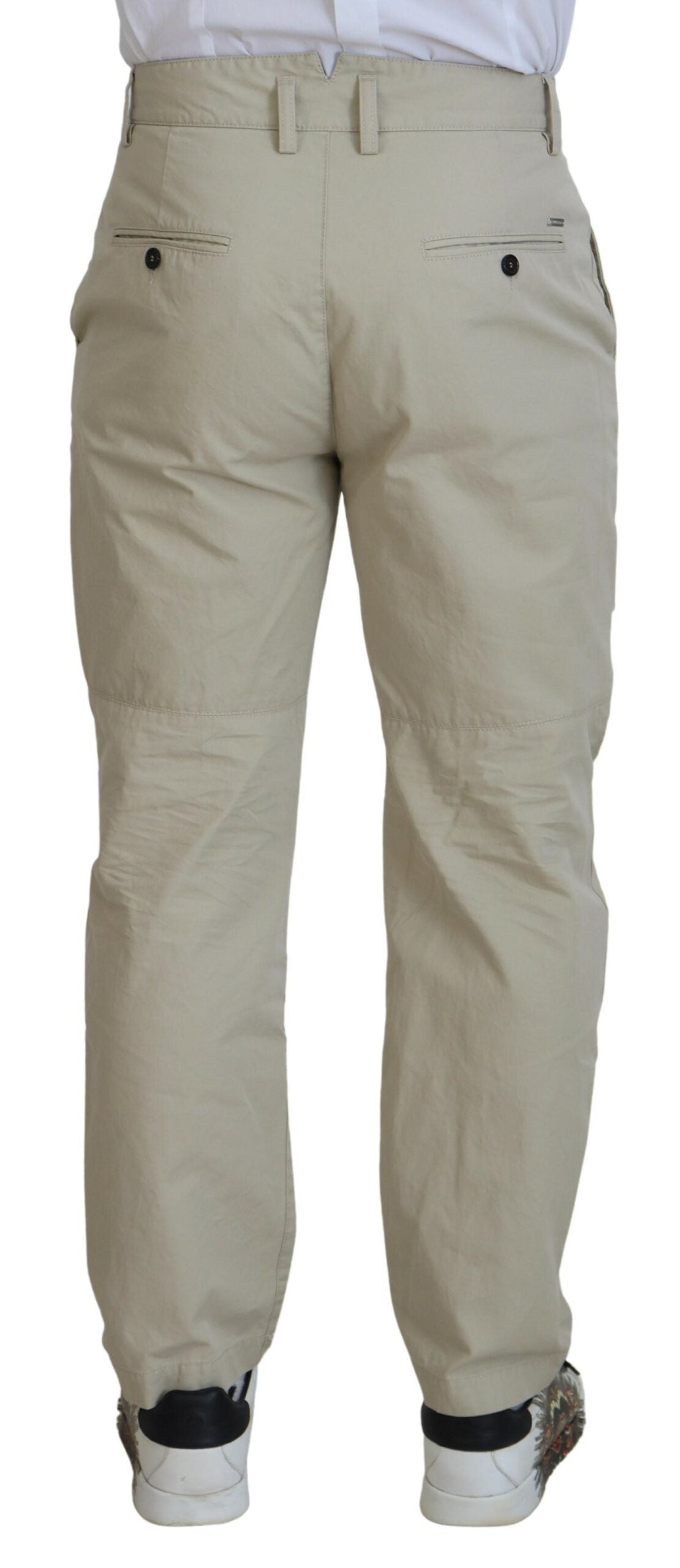 Dsquared² Beige Cotton Straight Fit Men Casual Men's Pants (Pre-Owned)