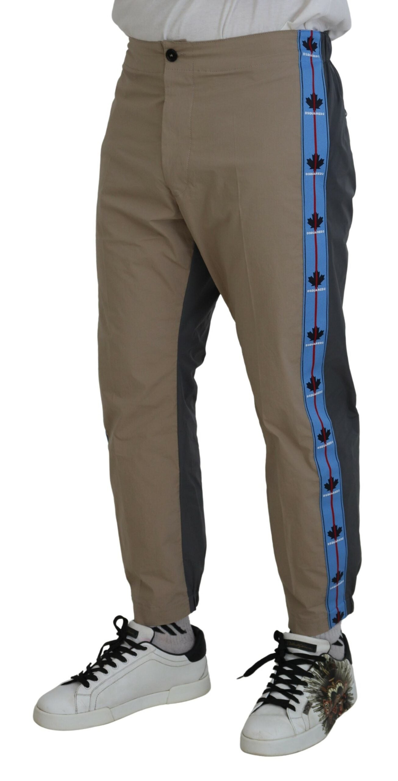 Dsquared² Cotton Brown Gray Two Tone Men Casual Men's Pants (Pre-Owned)