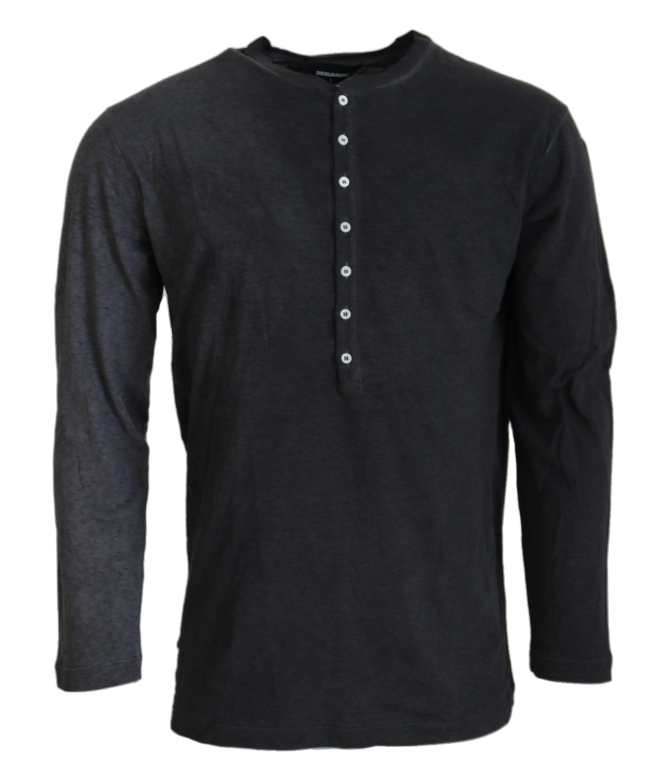 Dsquared² Black Cotton Linen Long Sleeves Pullover Men's Sweater