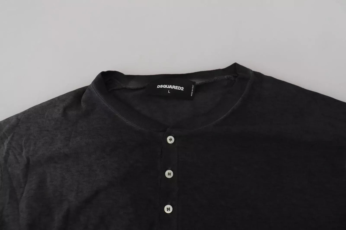 Dsquared² Black Cotton Linen Long Sleeves Pullover Men's Sweater